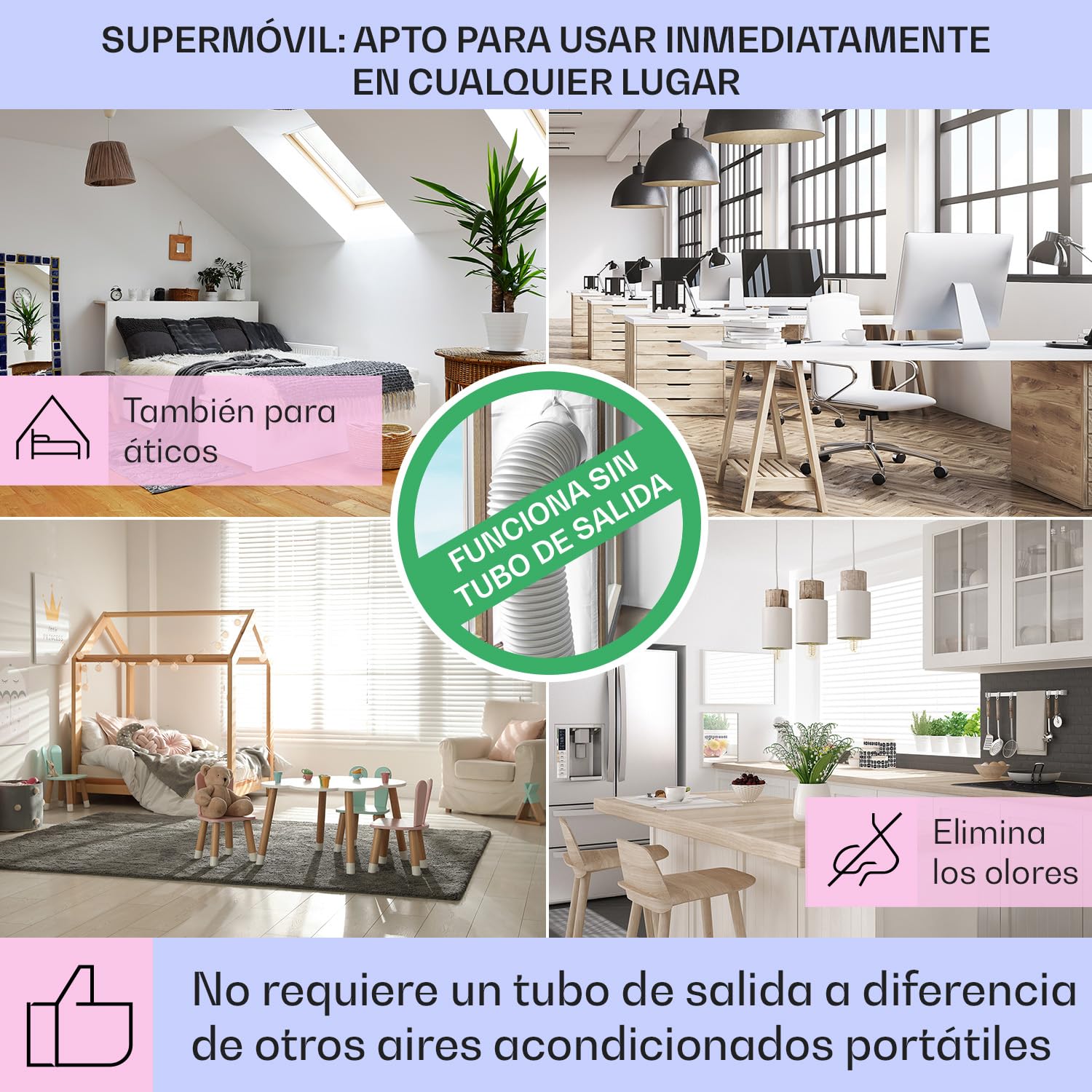 Klarstein Climatizador Portatil Frio 5 en 1 Ionizador, Mini Enfriador de Aire, Silencioso Modo Noche, Mando a Distancia, Humidificador, Ventilador, Purificador, Aparatos Aire 360m³/h, 50W, Blanco