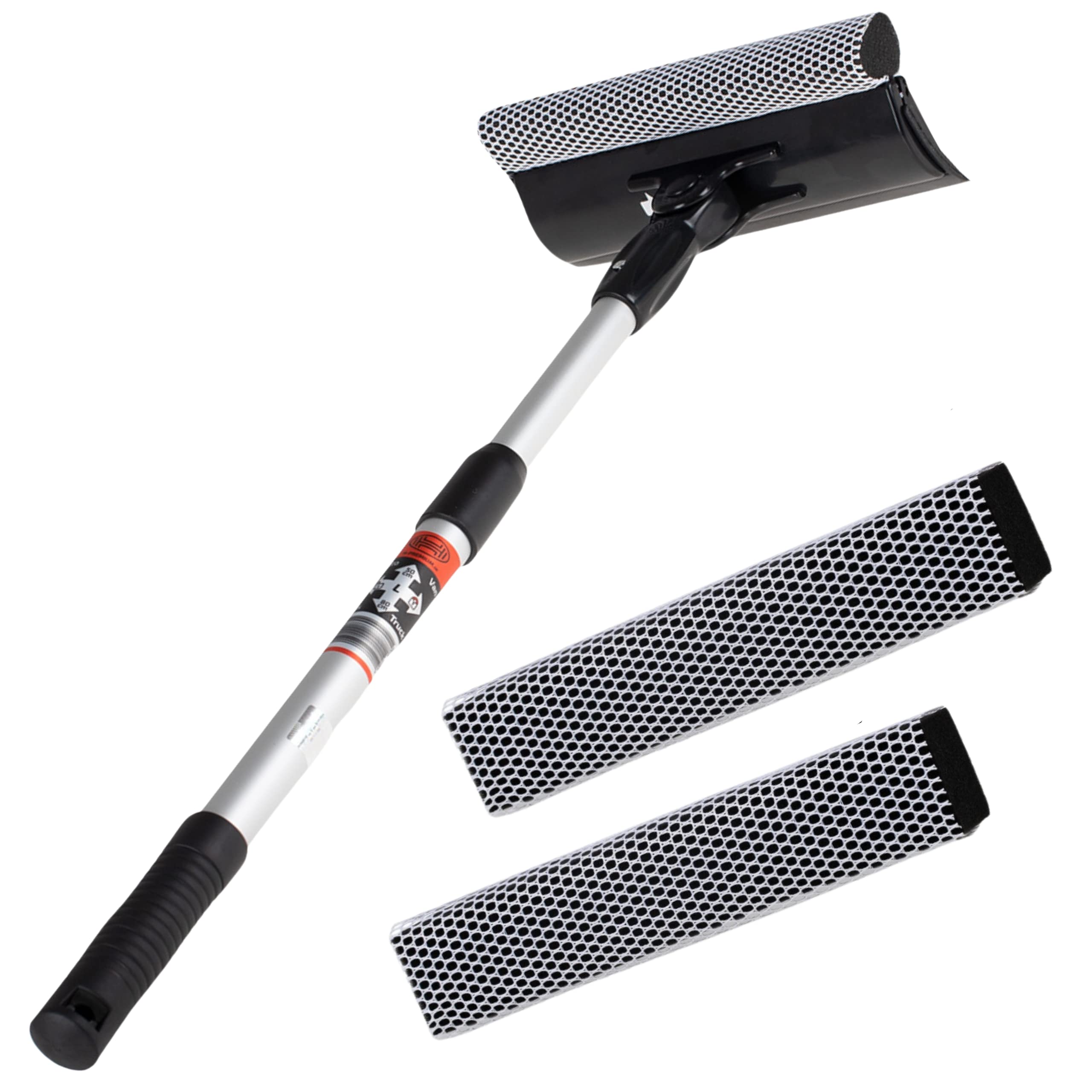 Heyner Telescopic Car Window Squeegee Cleaner 48-75cm With 2x Replacement Head Sponge Kit H407310x2