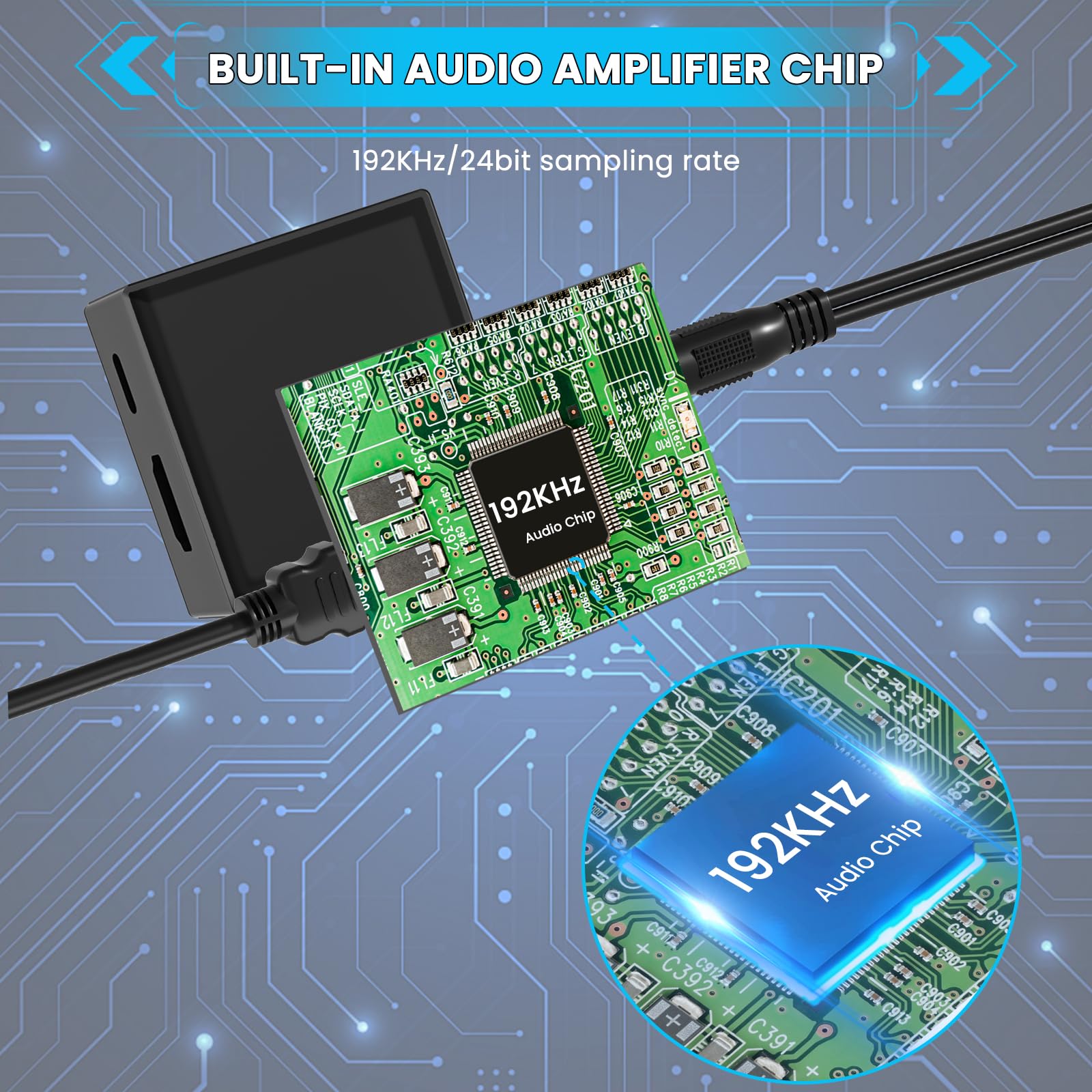 Convertitore Audio HDMI ARC 192KHz - Splitter Audio con Uscite SPDIF/Coassiale + 3,5mm AUX/RCA + Ottico,Cavo HDMI Incluso,Compatibile con Blu-ray e Soundbar