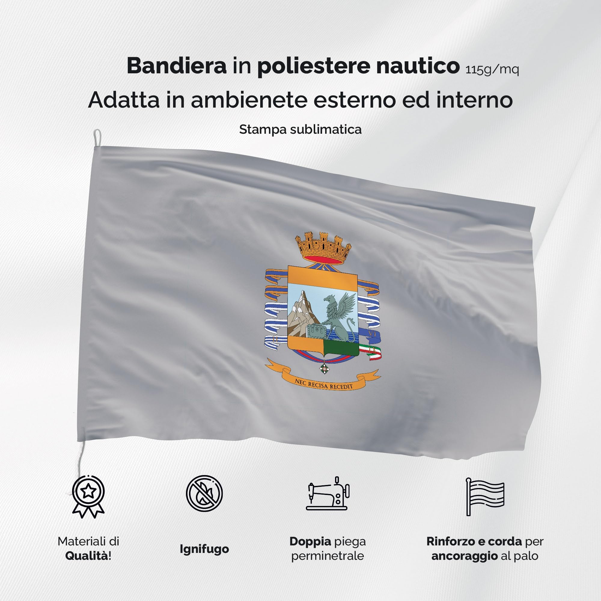 Bandiera Guardia di Finanza 200x300 cm in Poliestere Nautico Ignifugo 115 g/mq per Uso Interno ed Esterno con Finiture Professionali, Doppie Cuciture, Corda e Guaina, Colori Brillanti e Duraturi