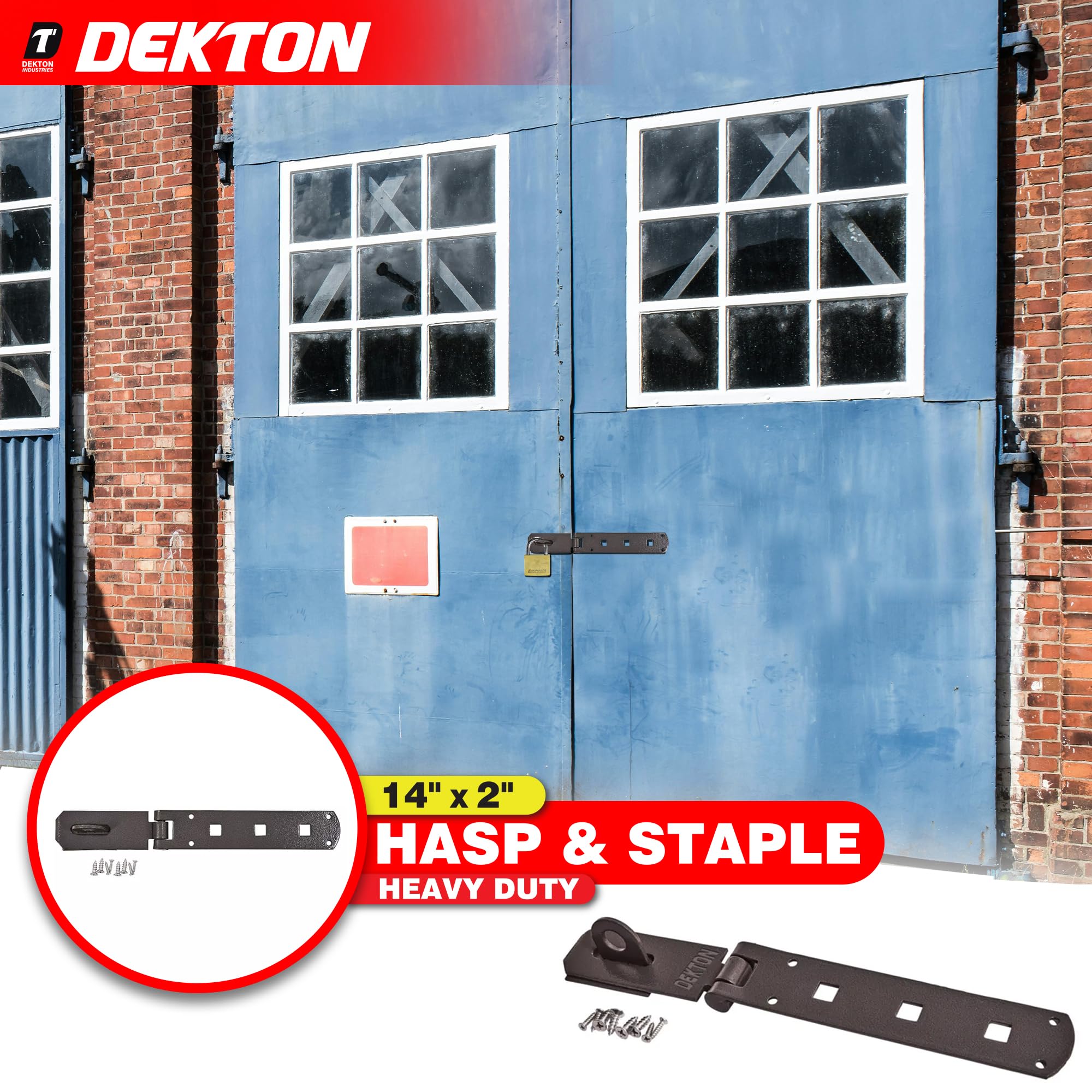 Dekton 14" Hasp And Staple X 2"- Secure Padlock Hasp, Black - Image 4