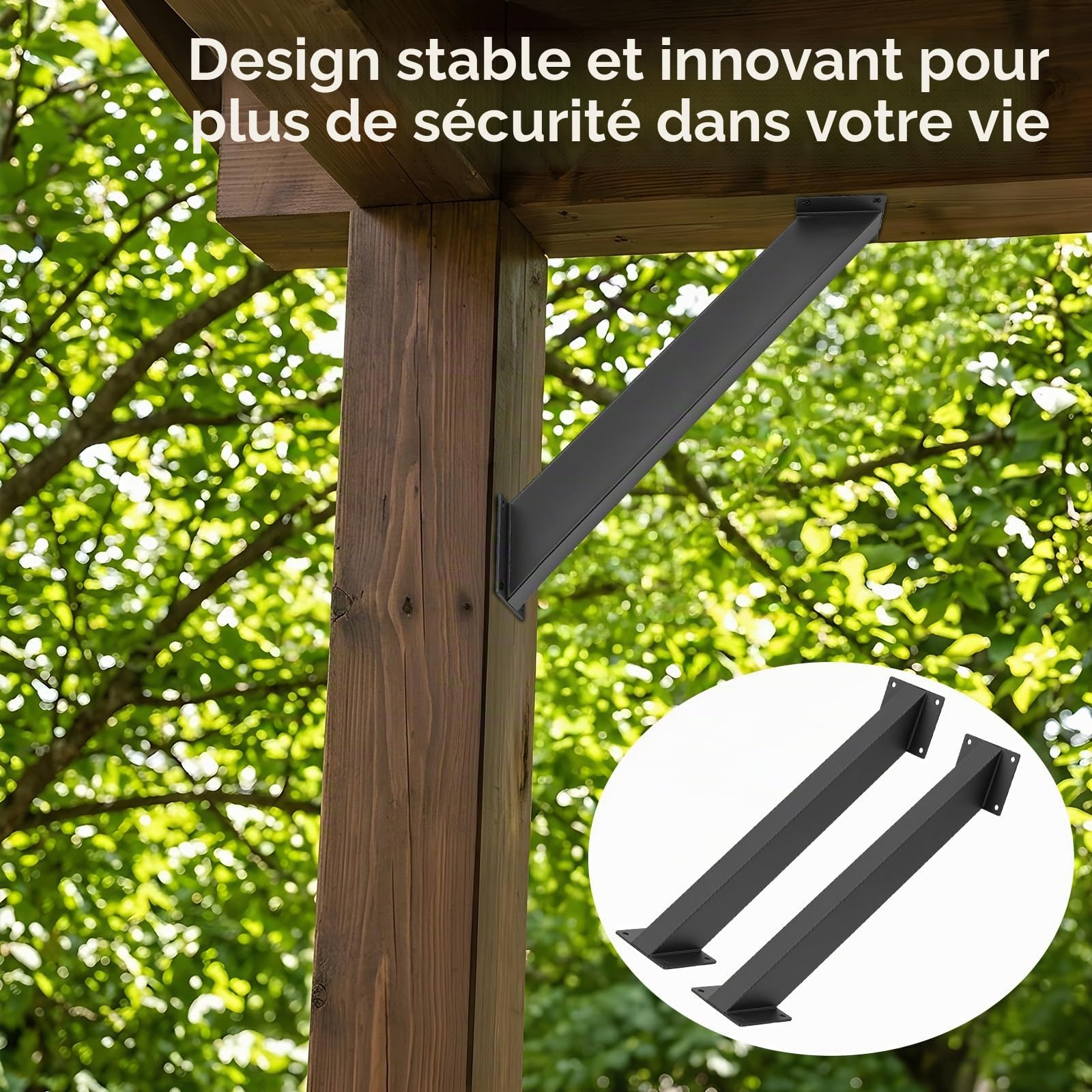 Équerres D'angle à 45 Degrés, 4PCS Support Poteau pour Pergola Bois