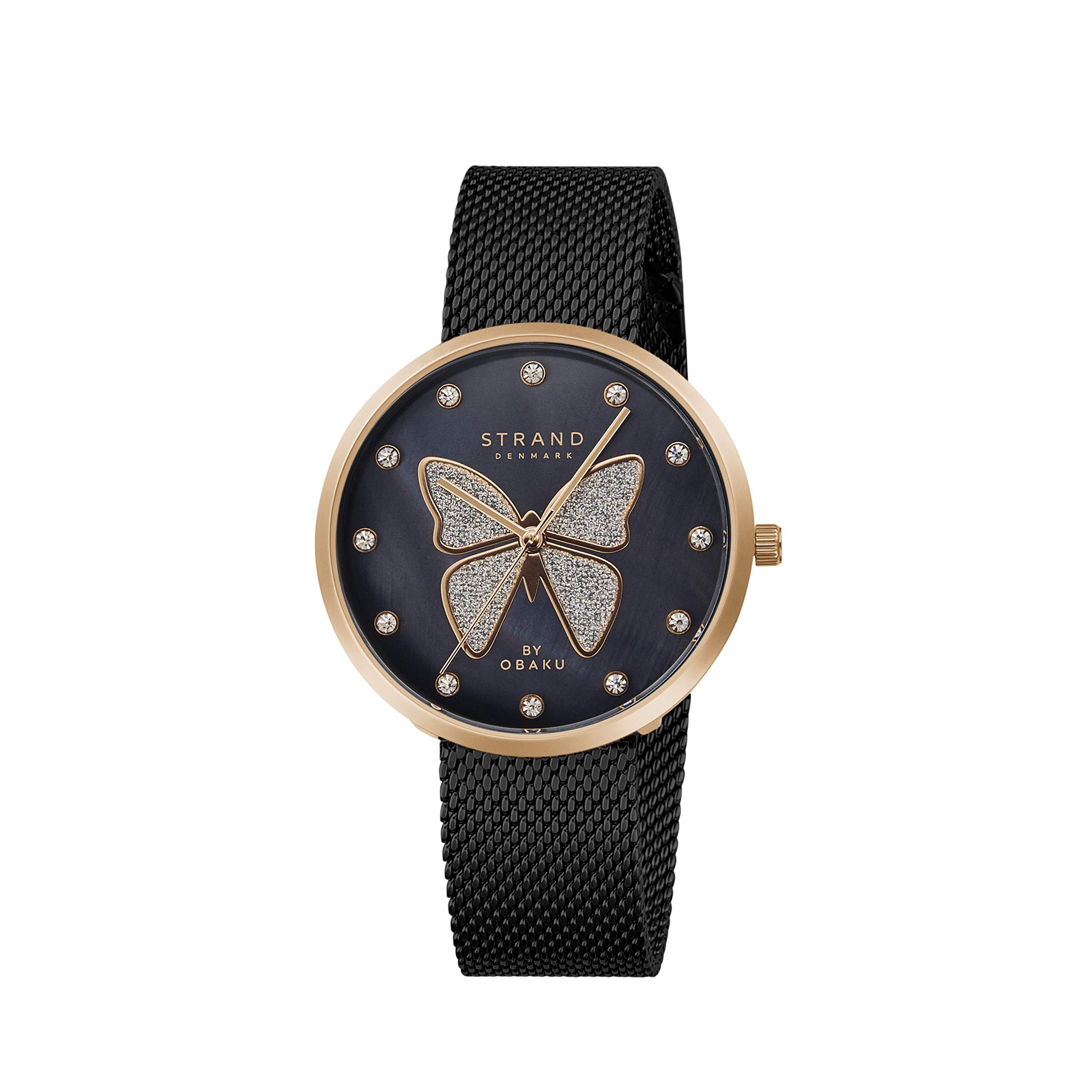 Strand By Obaku Glitter Butterfly Analog Black Dial Womens Watch-S700LXVBMB-DB (B08RDYY7LF) Amazon Price History, Amazon Price Tracker