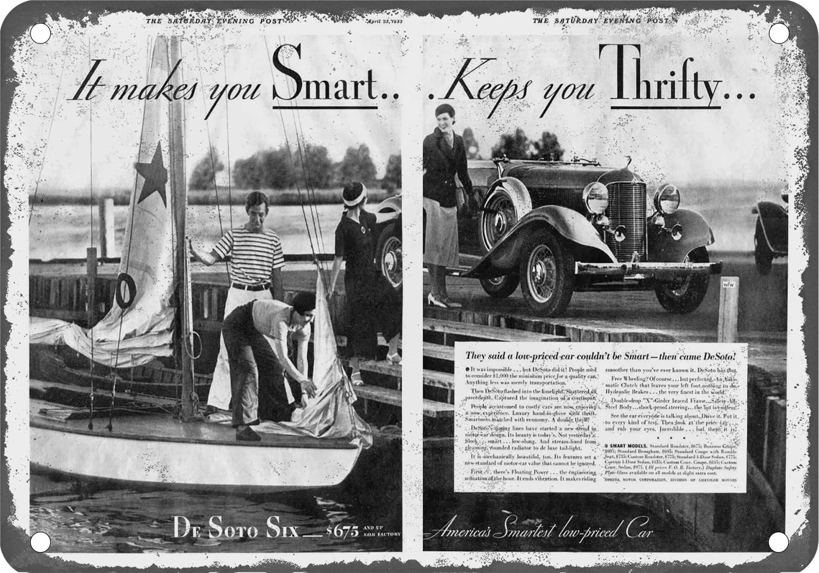 METAL SIGN - 1933 DeSoto Vintage Ad 05 - Old Retro Rusty Look home decor