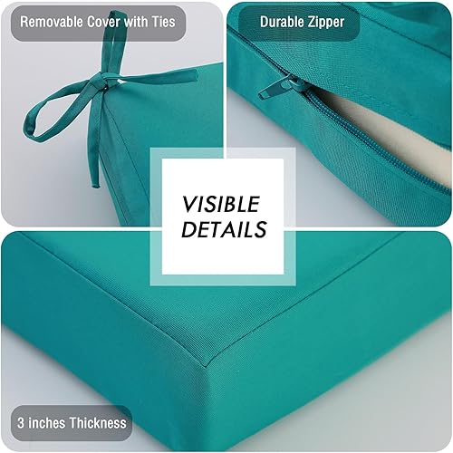 Miniatura 6 de idee-home Cojín para silla de patio para muebles de exterior de 19 x 19 x 4 pulgadas, cojín de asiento de exterior de repuesto para asiento de patio