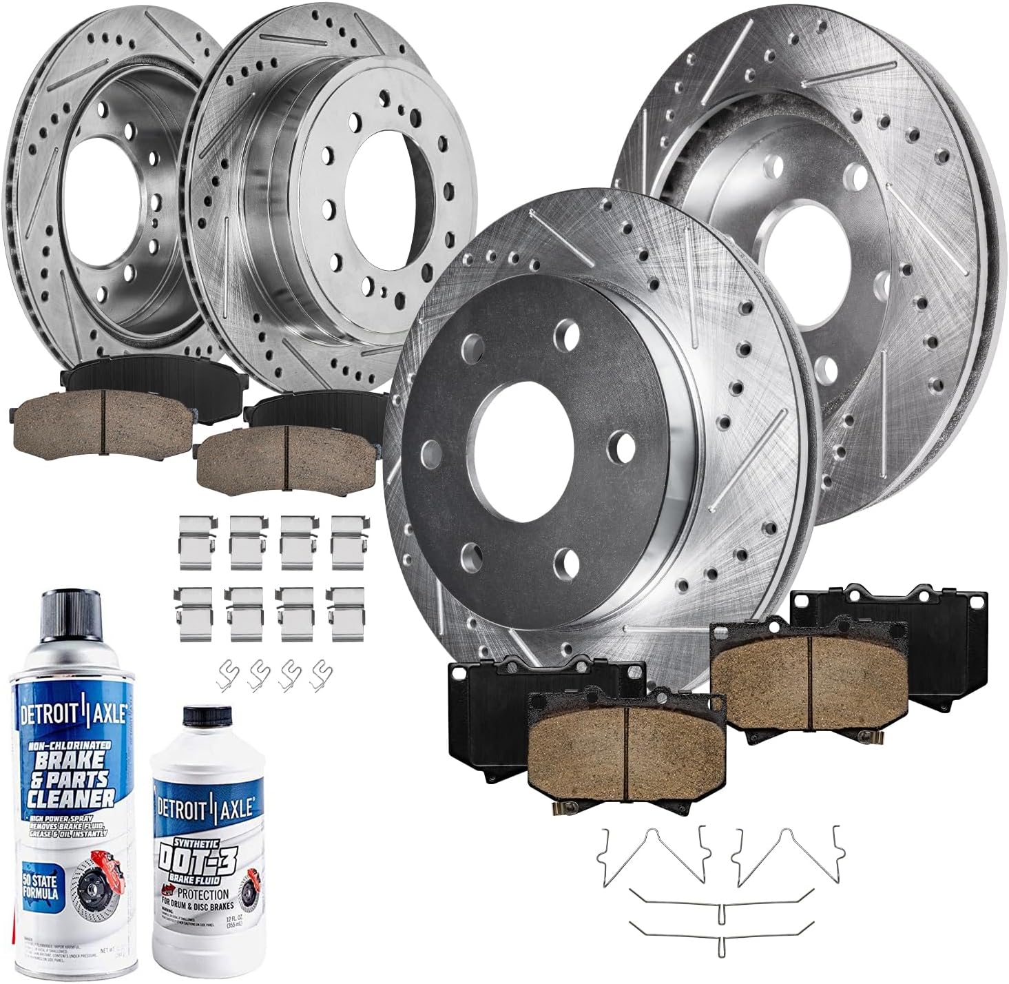 Front And Rear Drilled Disc Rotors Ceramic Brake Pads For 2005 - 2010 Scion TC - Foto 5