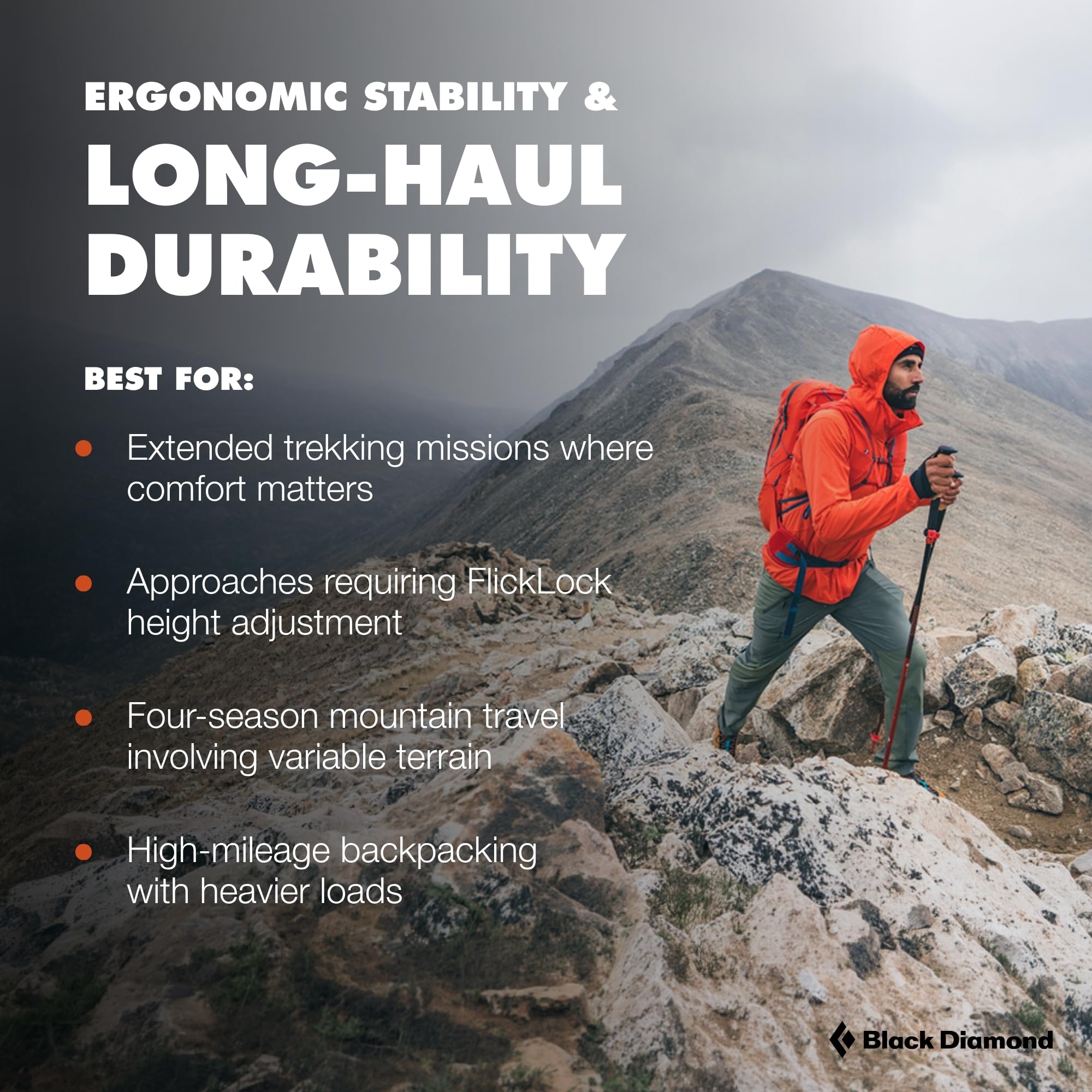 Black Diamond Pursuit - Bastoncini da trekking in alluminio pieghevoli e regolabili