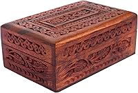 Handmade Wooden Jewelry Box with Floral Carvings & Brass Inlay - 6x4 Inch Keepsake Organizer for Women