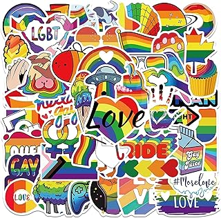 Gay Pride Stickers, 100 PCS Rainbow Stickers for LGBTQ, Sticker Packs in Bisexual Stuff, Colorful Water Bottle Decal Stickers, VSCO Gay Stickers for Laptop Case Motorcycle Helmet