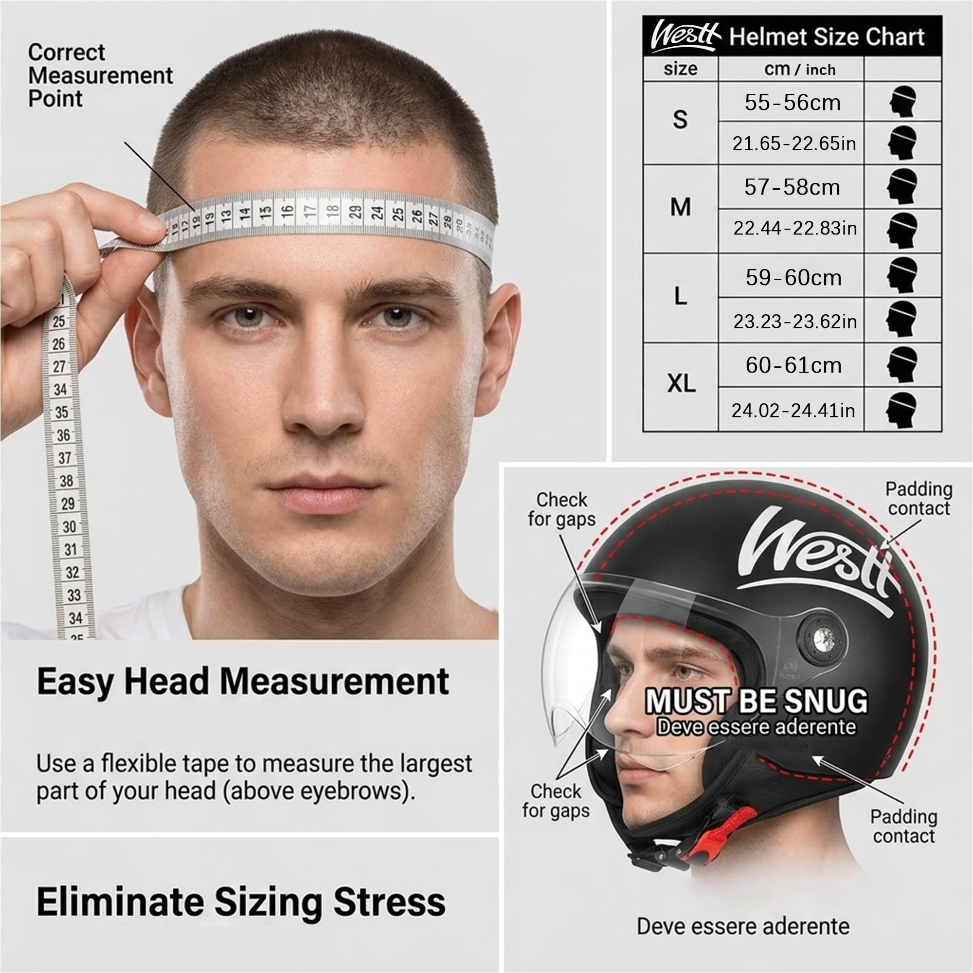 Westt Jethelm mit Visier ECE 22.06 – Leichter Motorradhelm für Damen und Herren – Roller Helm Mopedhelm in 4 Größen (S, M, L, XL)
