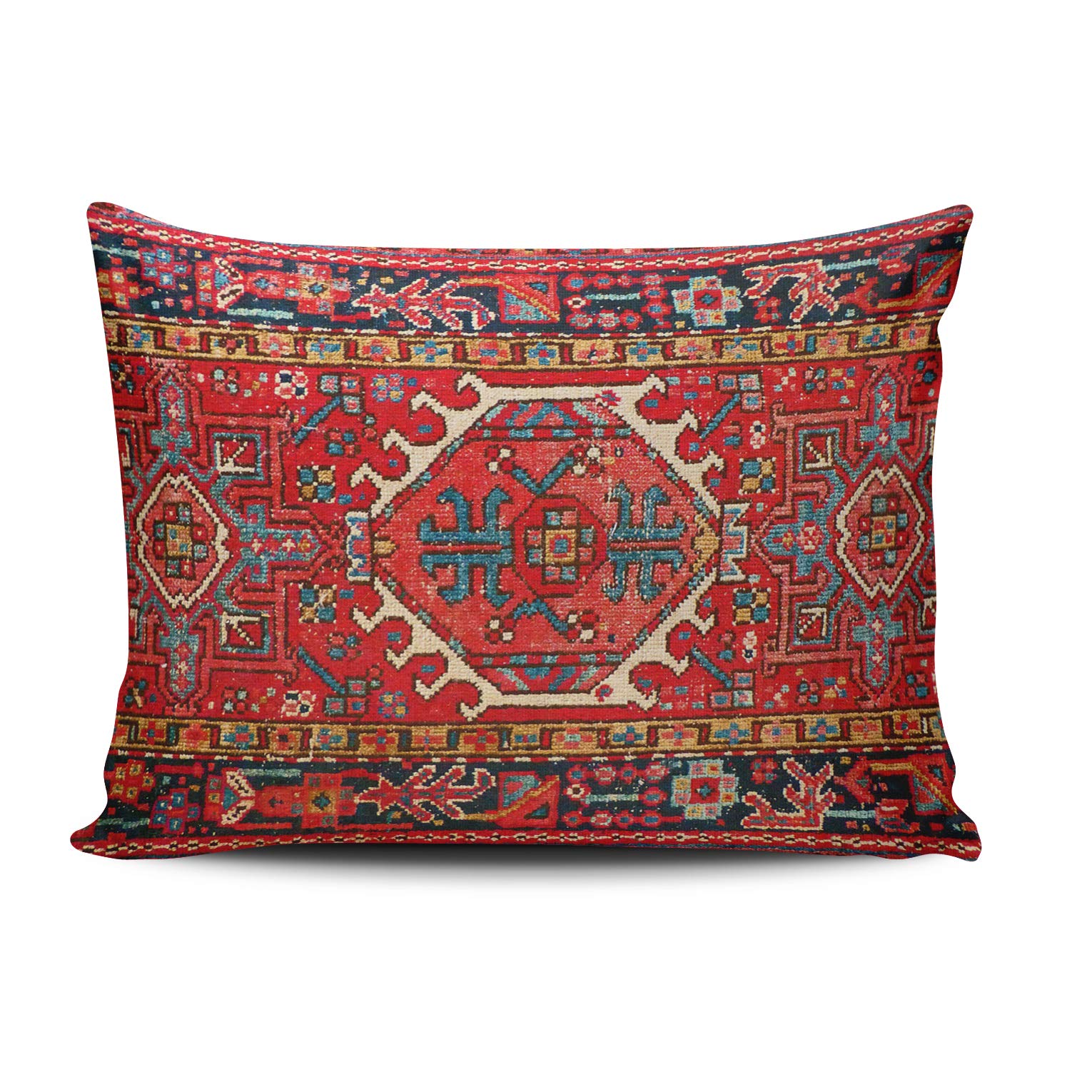 WULIHUA Decorative Throw Pillow Covers Red Oriental Turkish Aztec Ethnic Fine Zipper Pillowcases Throw Pillow Cushion Covers for Sofa One Side Printed 16x24 Inches