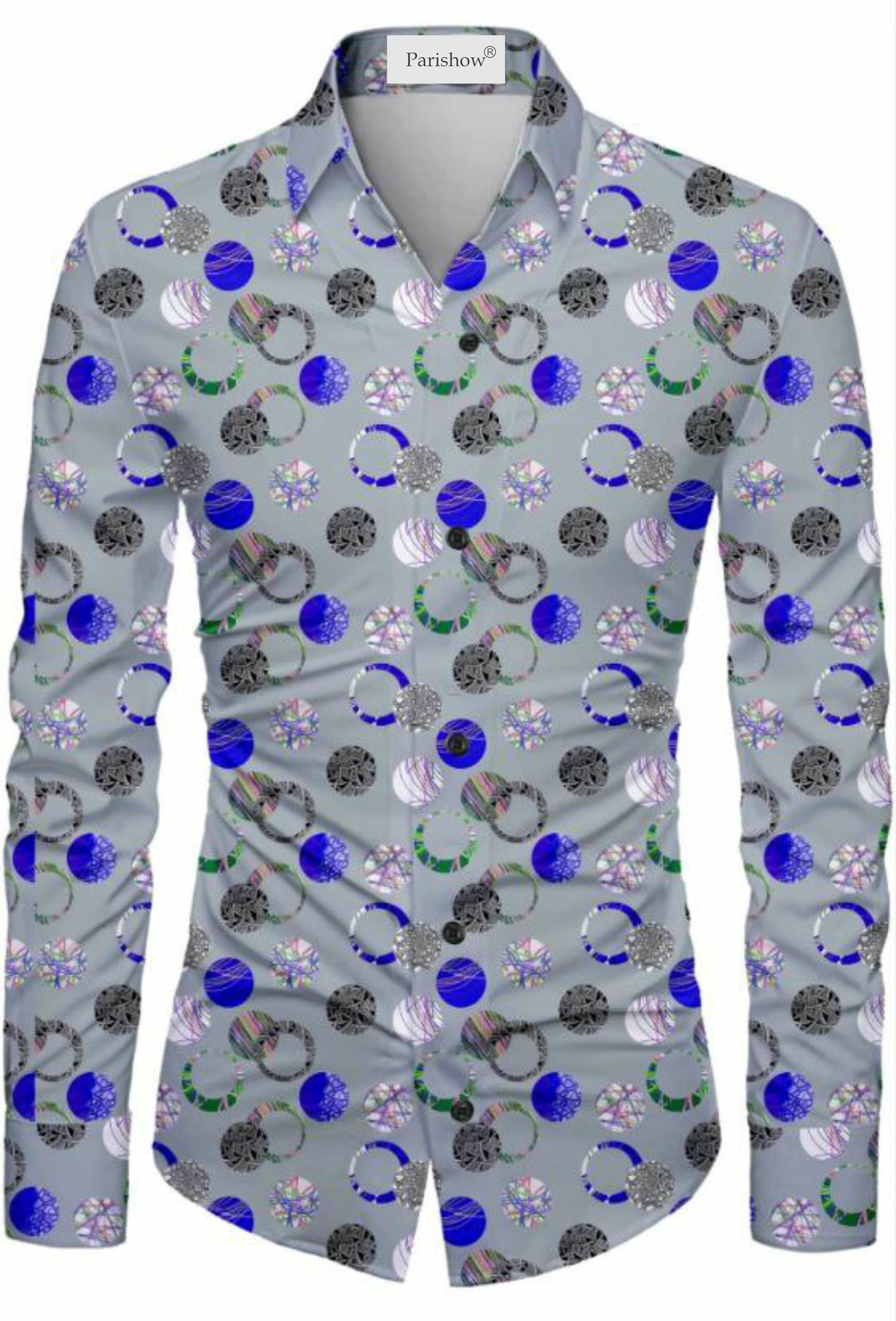 Cotton Blend Printed Shirt Fabric (Unstitched) PJE-Ushirt GreyGola-1-image-12