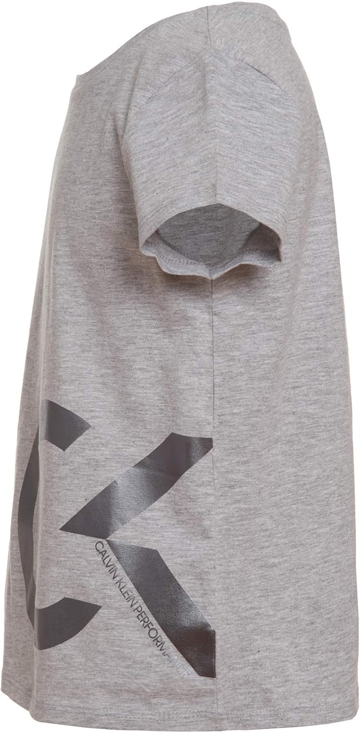 Calvin Klein Girls' Short Sleeve Active Legacy Logo T-Shirt 7 Grey Foil