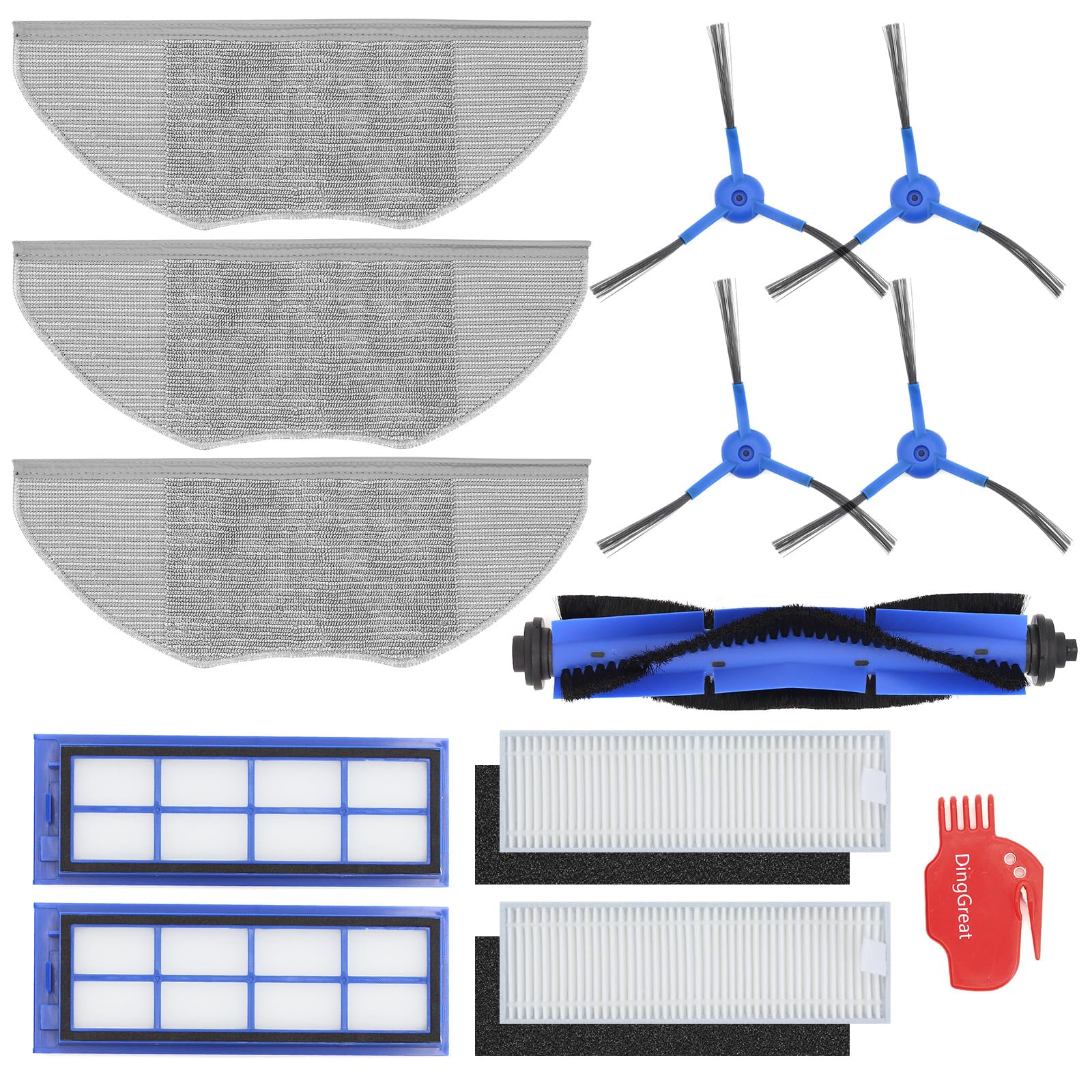 Replacement parts for Eufy RoboVac L70 Hybrid Robot Vacuum Cleaner Accessories kit Pack with 1 Roller brush + 4 Filters + 4 Side brushes + 3 Mop Cloths +1 Cleaning brushes