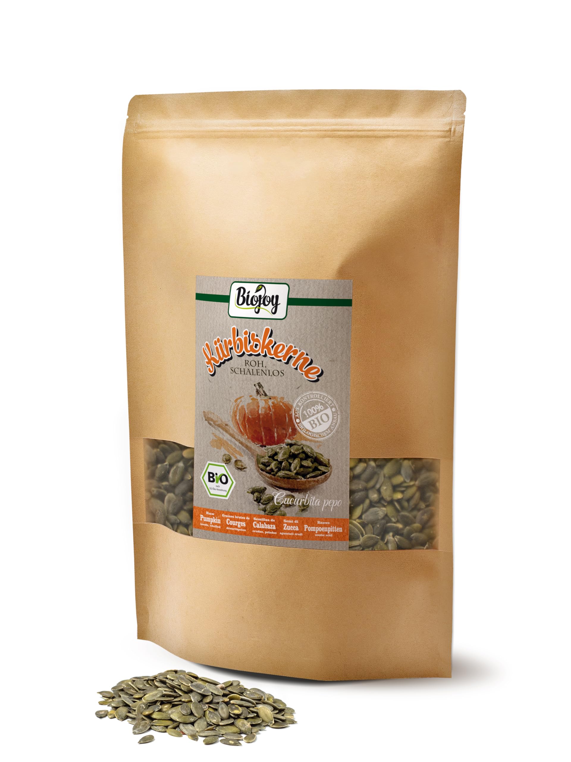 Biojoy Graines de Courge décortiquées BIO (2 kg), graines de citrouilles crues