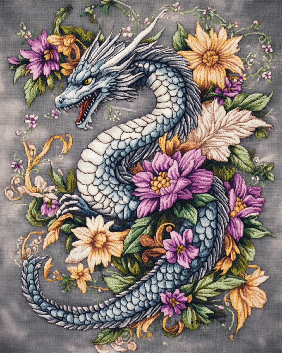 Axiangzik F N.lanshan Diy Tapestry Kits Or Adults Dragon And Lowers Latch Hook Cushion Kits Cartoon Animals Diy Latch Hook Rug，Home Carpet Rug Making Canvas Kits，Latch Hook Kits Or Beginners 100X140cm
