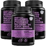 12-in-1 Melatonin Sleep Capsules - Natural Sleep Aids for Adults with Melatonin 5mg and Magnesium Glycinate 500mg, Sleep Aid with Ashwagandha, L Theanine, Valerian Root, GABA, 5-HTP (90ct, Pack of 3)
