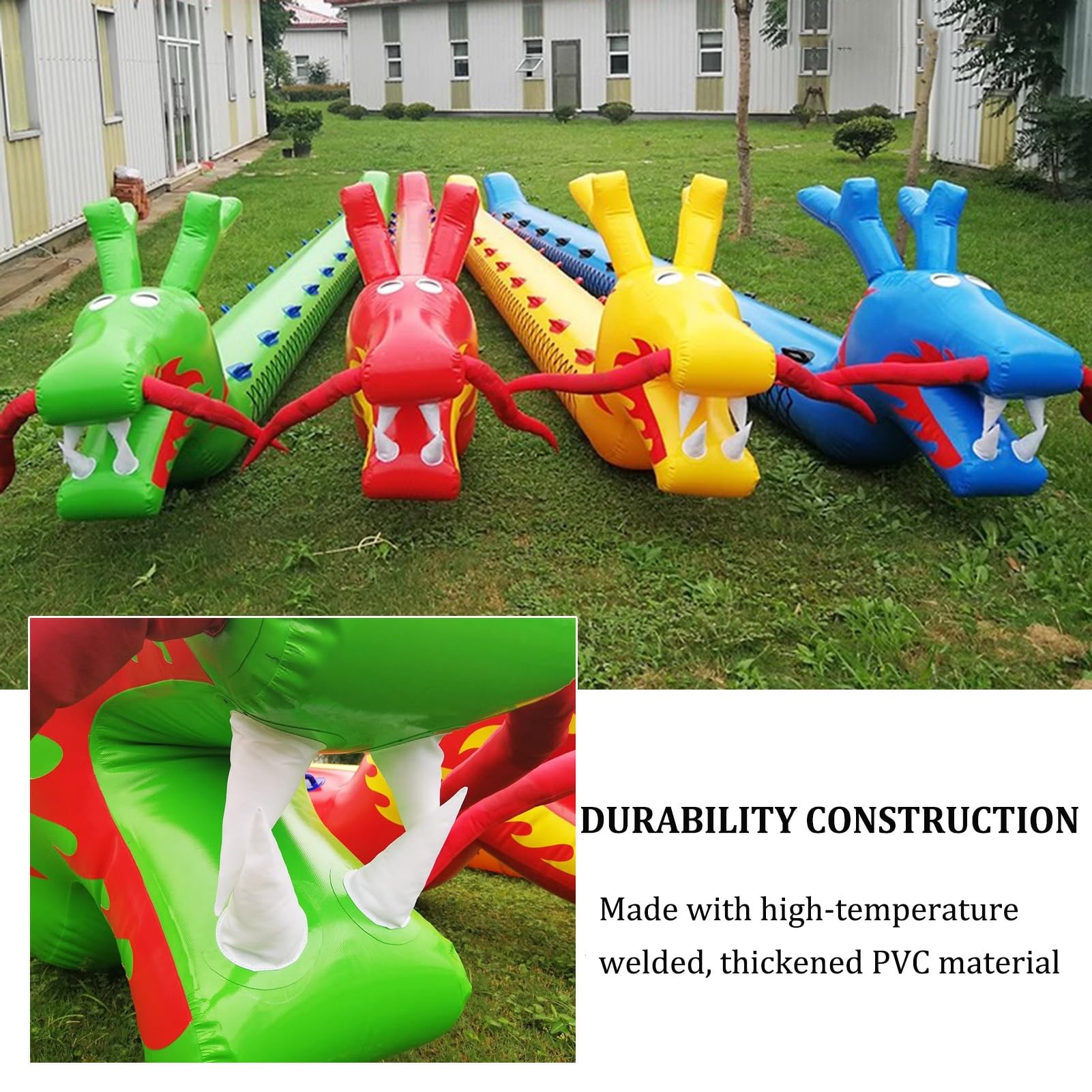 Juegos de Trabajo en Equipo. IEOWY 4 Juegos de Trabajo en Equipo for Actividades al Aire Libre, Trabajo en Equipo, Barco dragón Inflable de PVC(10 Seats/L 6.5M)