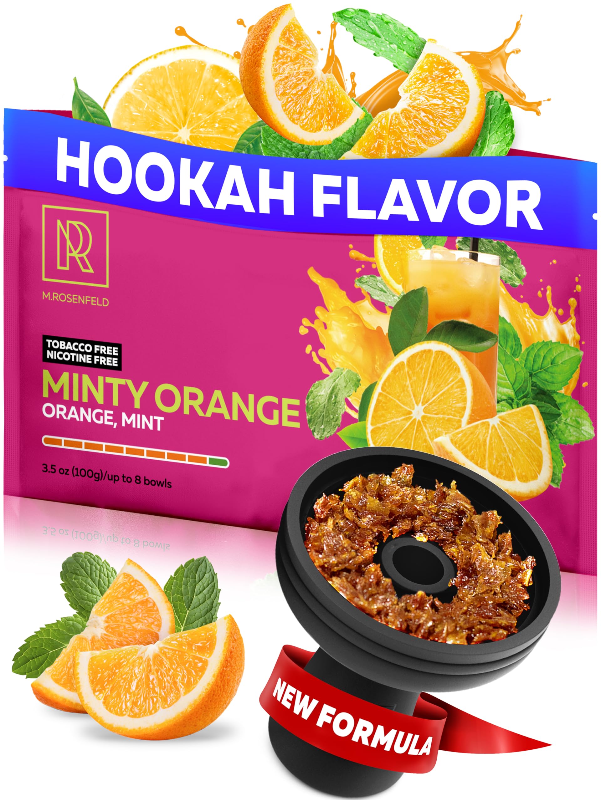 Minty Orange Shisha Hookah Flavors – 3.5 oz (100g) Tobacco Free & Nicotine Free Shisha – Premium Non-Tobacco Hookah Flavors – Long-Lasting & Rich Smoke