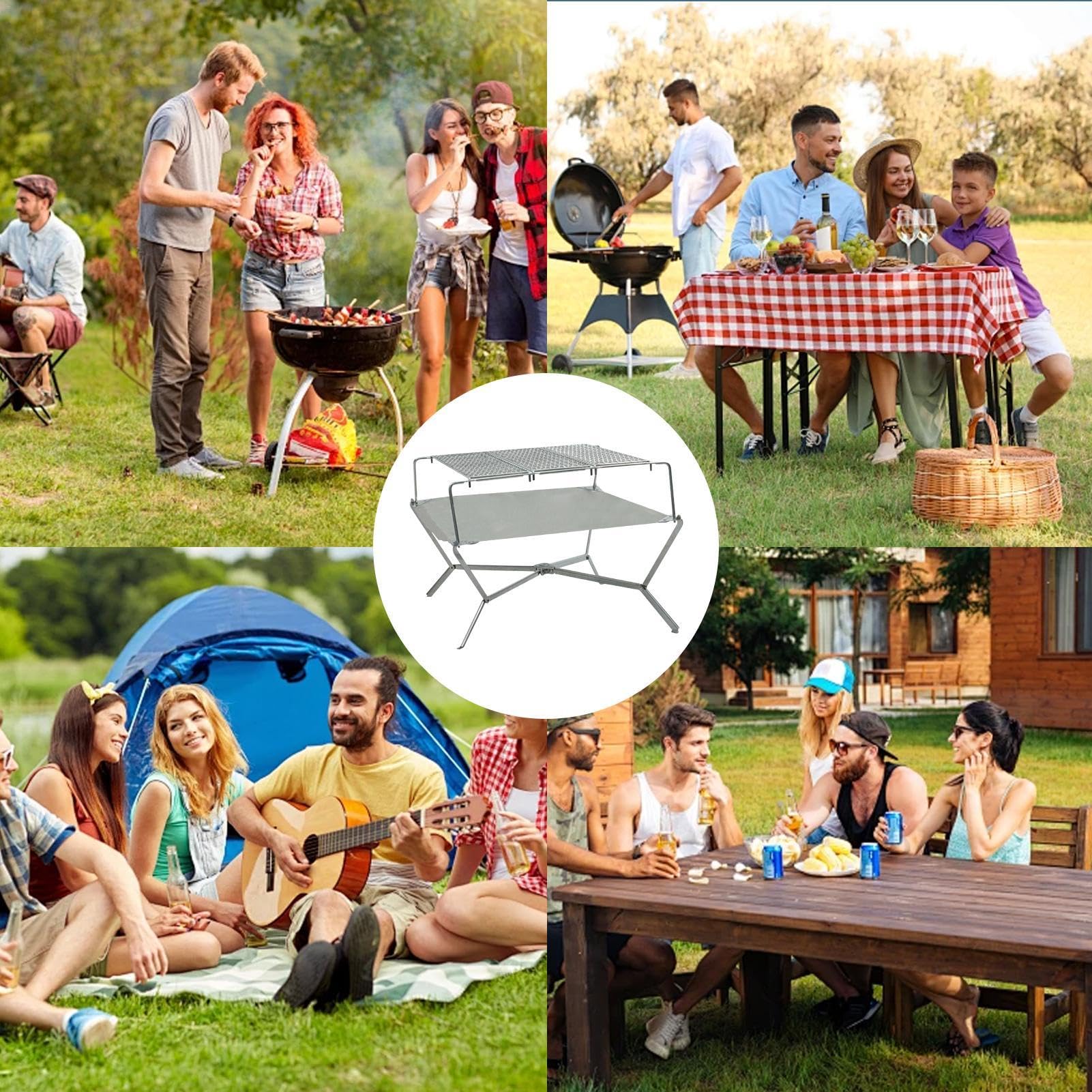 Barbecue portatile a carbonella, portatile, pieghevole, in acciaio inox, per cucinare all'aperto, escursionismo, campeggio, picnic | Griglia da campeggio portatile Griglia da campeggio pieghevole in acciaio inossidabile Griglia a carbone per picnic in