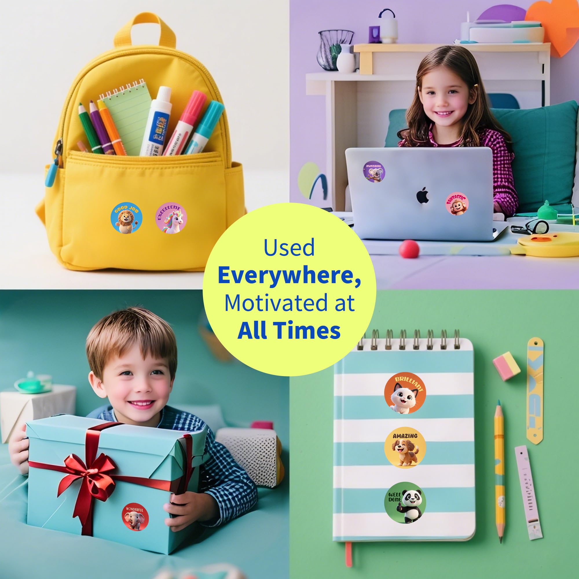 Belohnungsaufkleber, Lehrer-Aufkleber für Kinder, Klassenzimmer, 3D-Tier-Motivationsaufkleber für Kinder, um sich als gute Arbeit zu verdienen, 1000 Stück