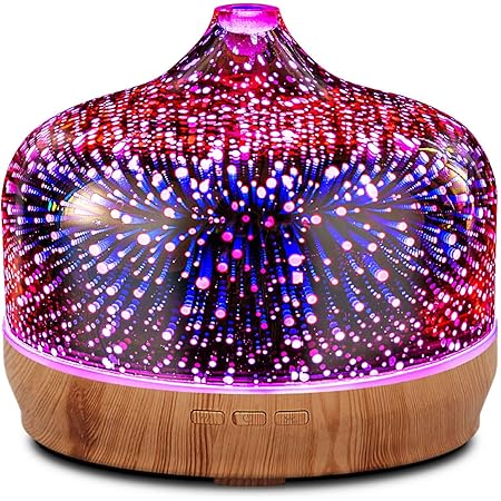 Porseme Aroma Diffuser Glas, Handgeblazen 150ml Ultrasone Luchtbevochtiger Stil 7 Kleurveranderende LED's, Koele Mist, Met Timer, Kamer Luchtbevochtiger BPA Gratis Decoratie voor Appartement SPA