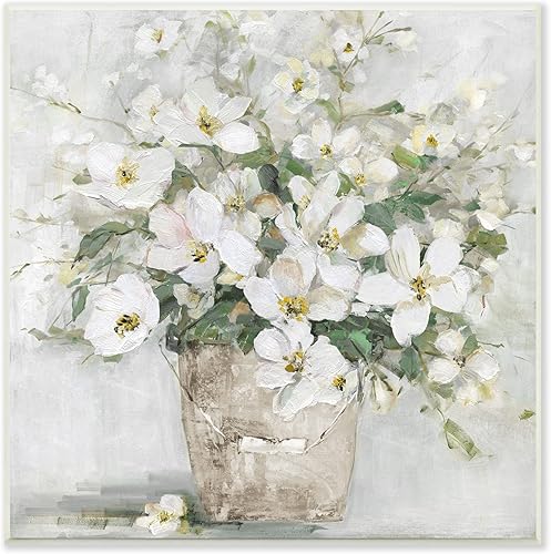 Stupell Industries Farmhouse Poppies - Ramo de flores con diseño de amapolas estilo campestre diseñado por Sally Swatland, placa de pared, 12 x 12