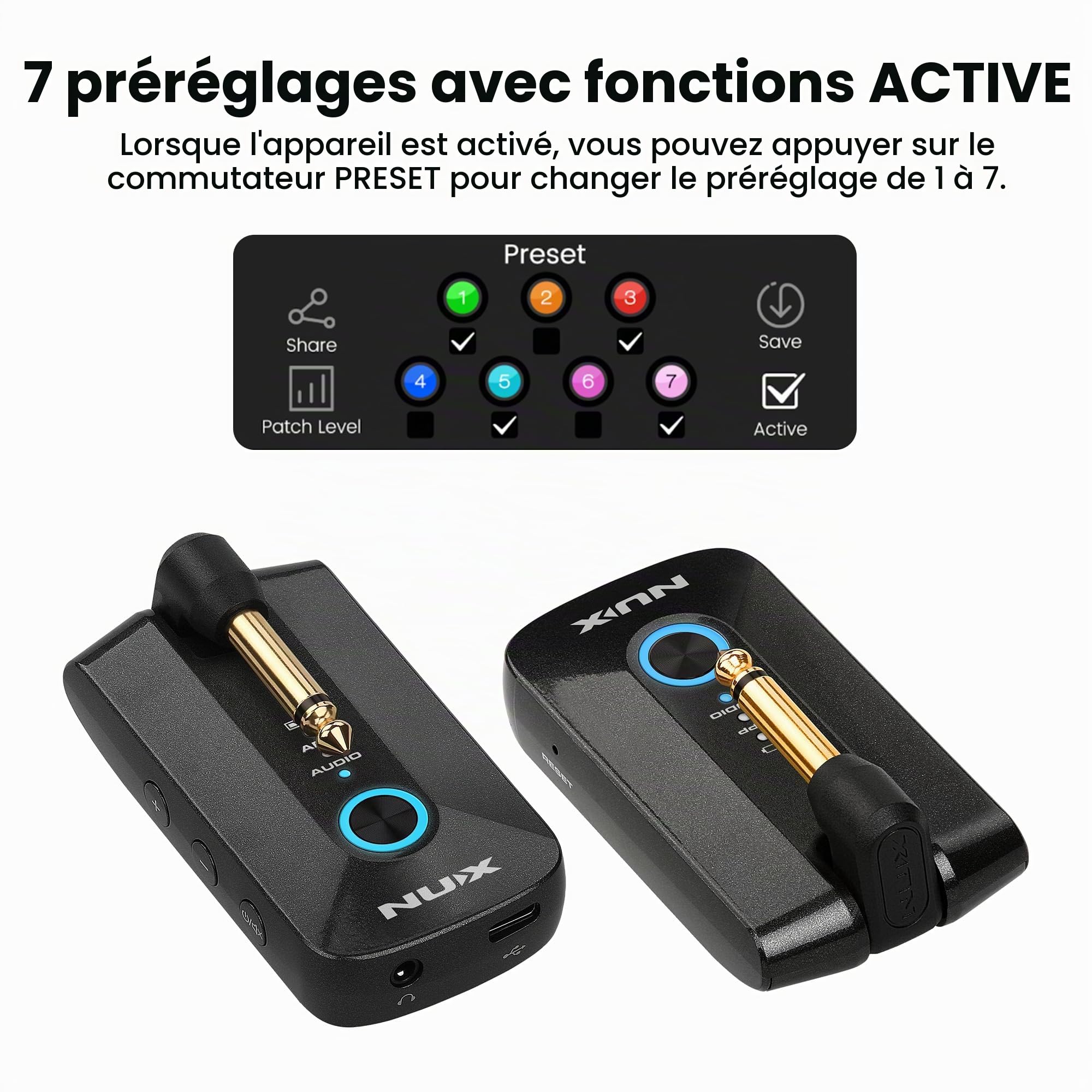 NUX MP-3 Mighty Plug Pro Amplificateur de casque de guitare avec effets et modèles IR/ampli