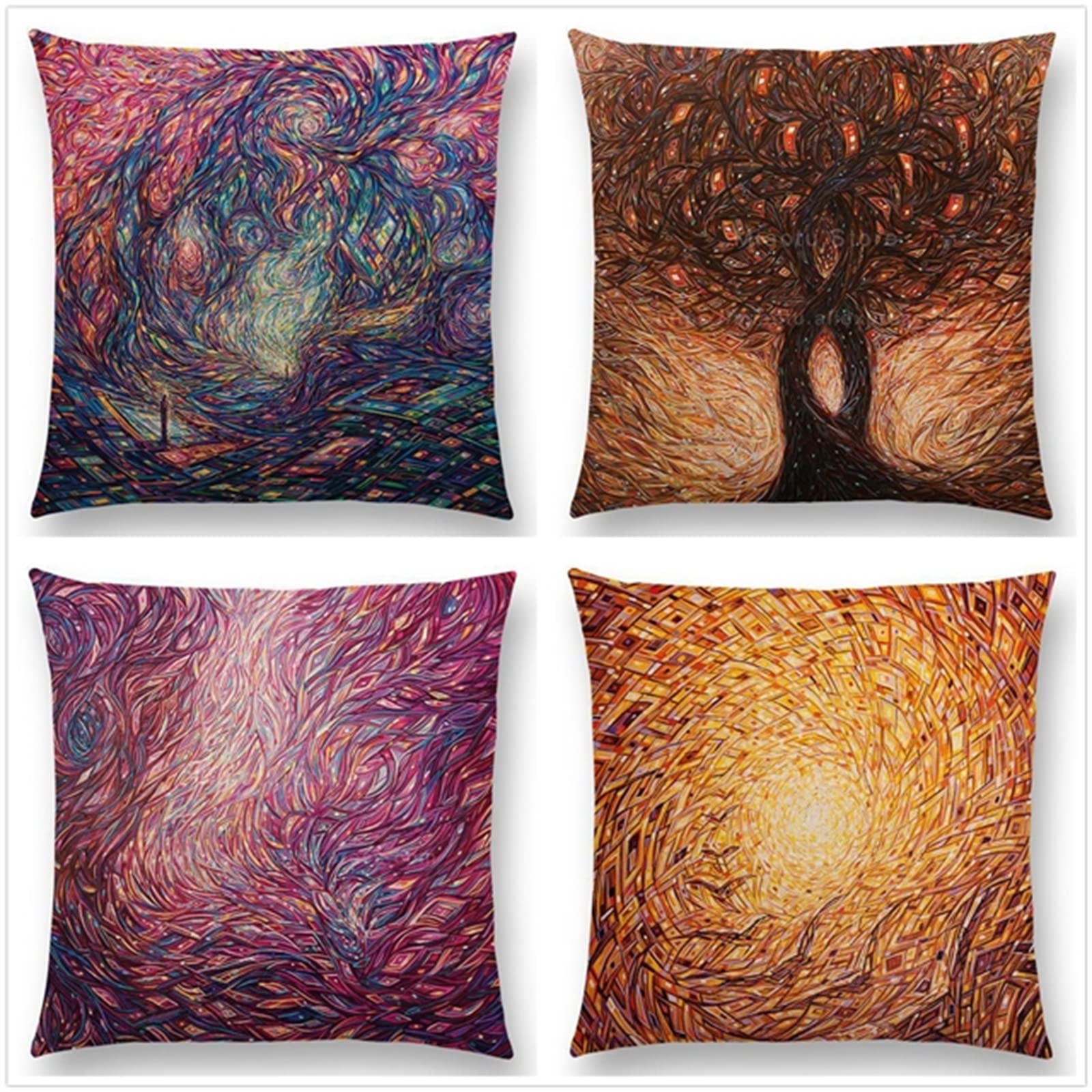 Poszewka na poduszkę 60 x 60 cm, zestaw 4 szt., styl boho, dekoracja do salonu, sypialni, pokoju, poszewka na poduszkę z ukrytym zamkiem błyskawicznym, poduszka na kanapę, poduszka na sofę, Boże
