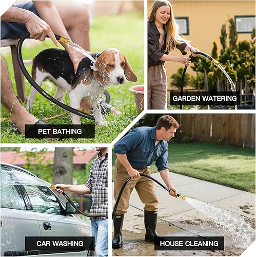 Miniatura 6 de Manguera de jardín de 58 pulgadas x 25 pies  Manguera de agua flexible sin torceduras de 600 PSI de presión de estallido, ligera y duradera para
