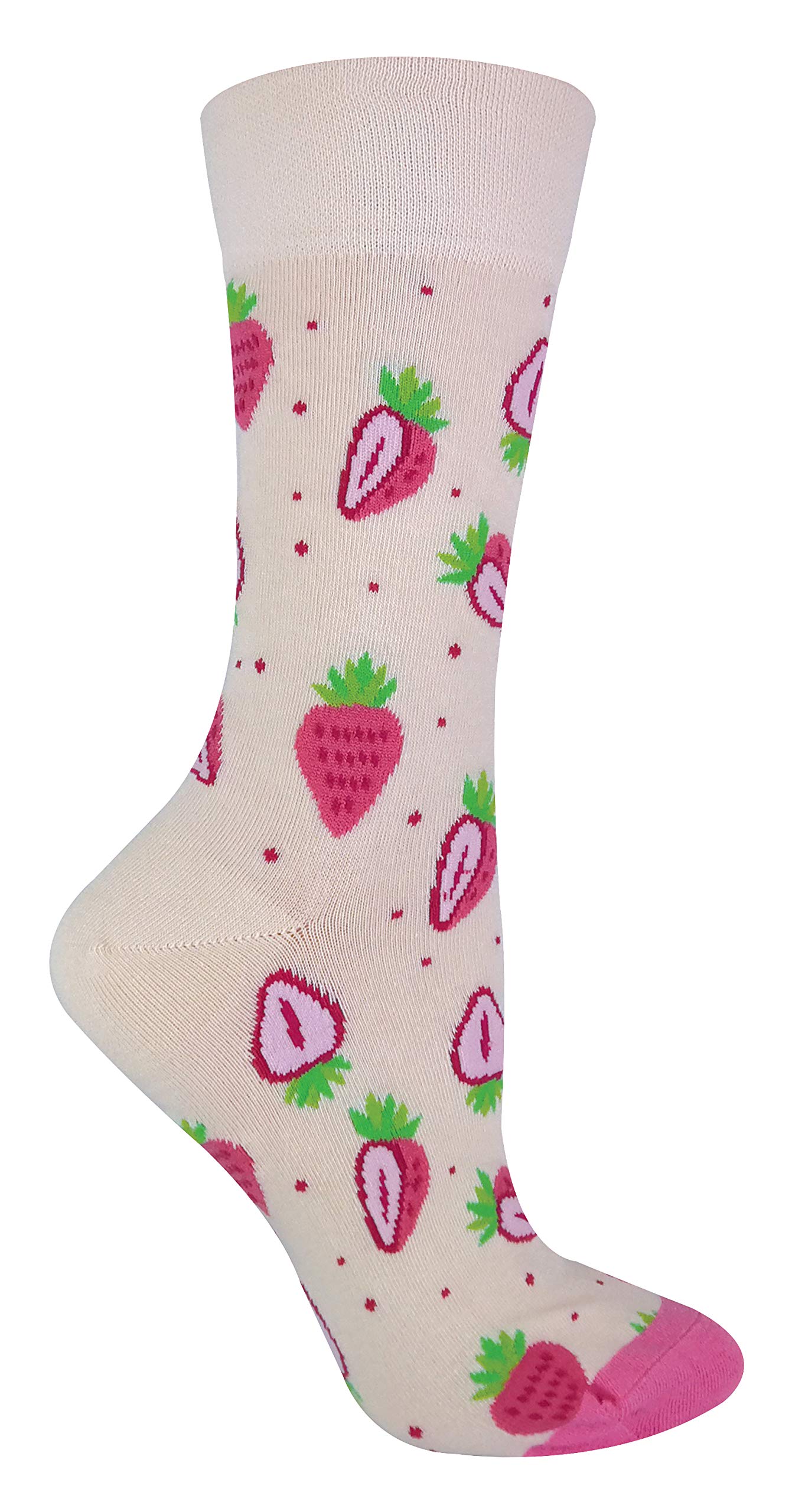 TALKIE SOCKS - Ladies Cotton Rich Quirky Funky Novelty Design Fruit Socks (4-8 UK, Strawberry)