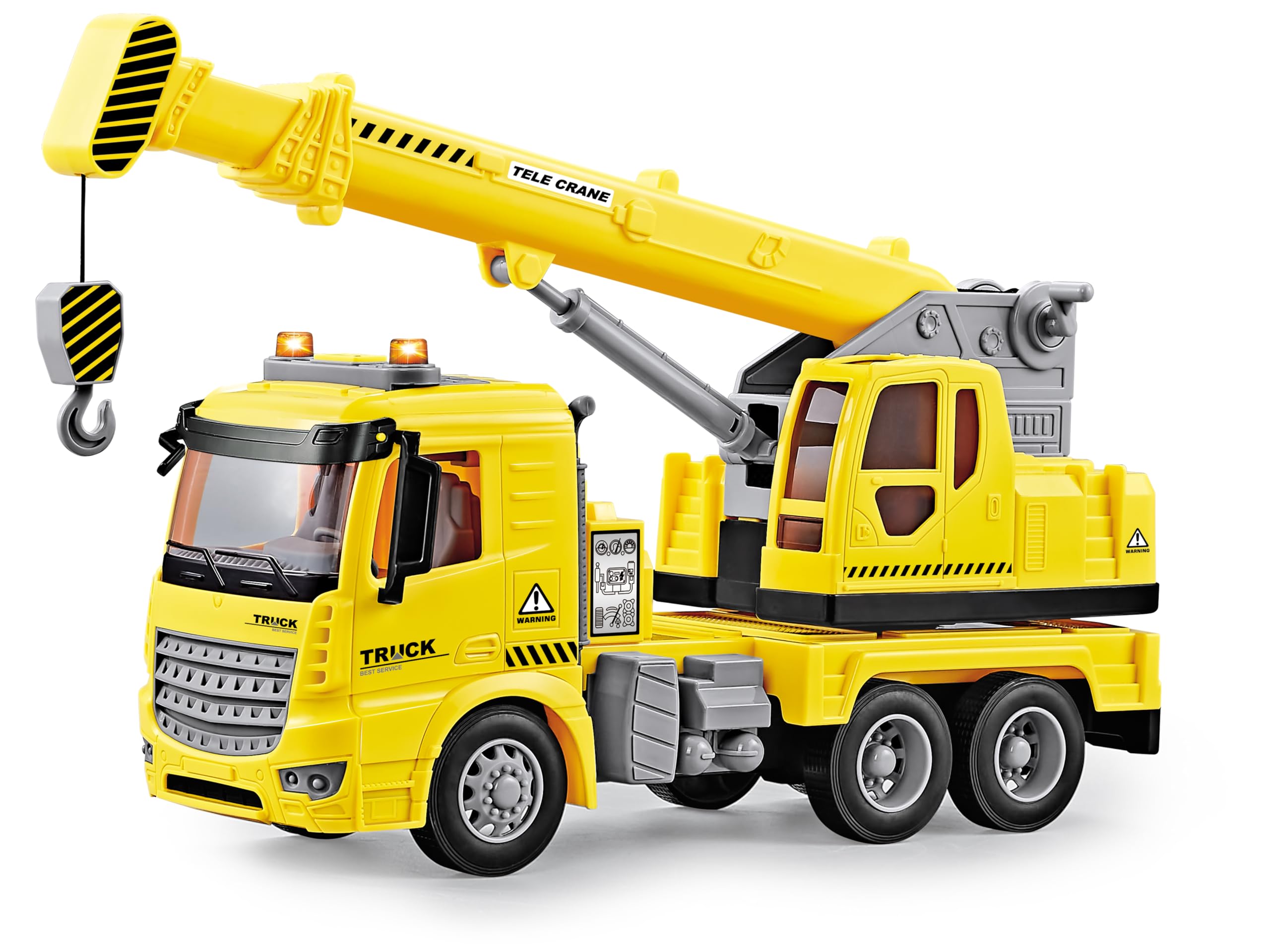Teorema, Play City Camion Gru Giocattolo 1:16, Autogru da Cantiere con Luci e Suoni, Movimento a Frizione, Braccio Articolato con Gancio, Camion Grande Giocattolo per Bambini 3 più Anni, 30 cm