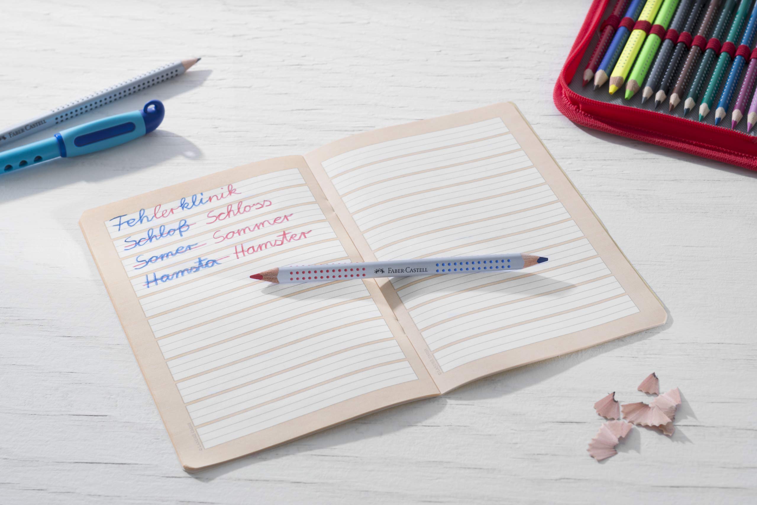 FABER-CASTELL Jumbo Grip bicolore matita per separare le sillabe, 2 matite, rosso e blu