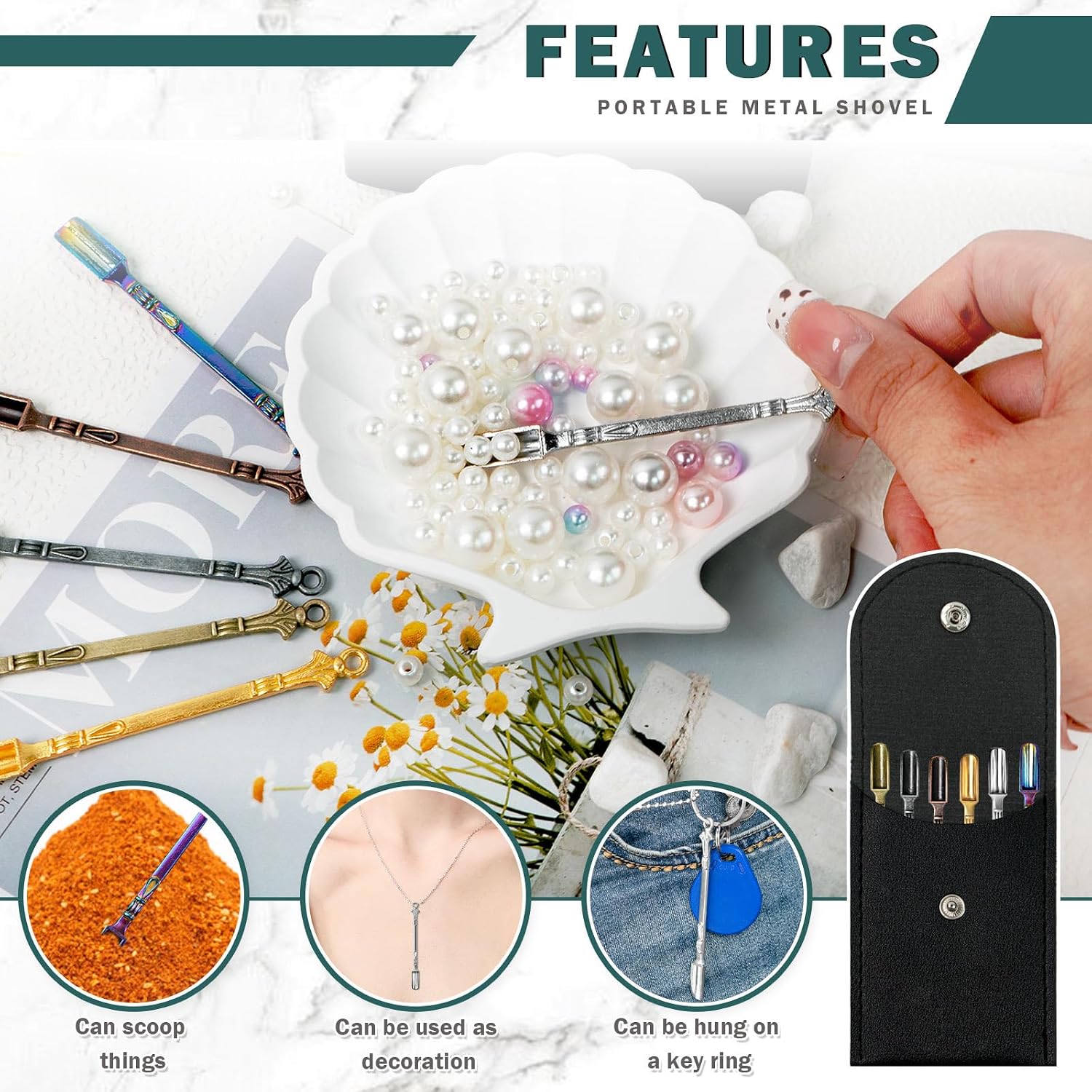 18PCS Mini Spoons with 3PCS Storage Pouch, Metal Mini Shovel