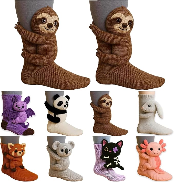 YMADREIG 3D Knit Animal Socks, Funny Hand Crocheted Double-Layer Warm Soft Winter Socks 2025 Christmas Gift Cozy Fall Winter