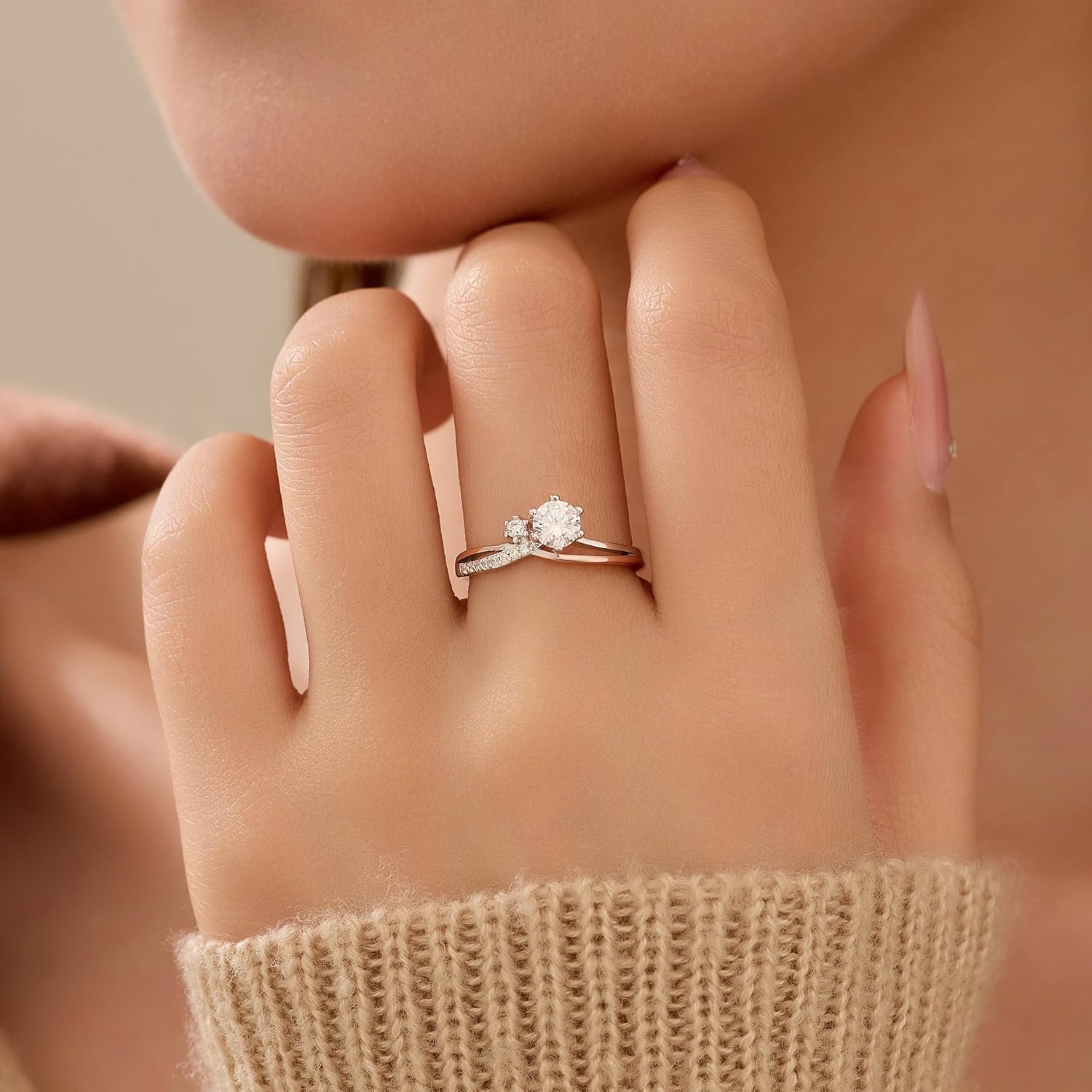 925 Sterling Silver Shiny CZ Interweave Ring for Women Luxury Twisted Cubic Zirconia Promise Rings CZ Diamond Multi Row Band Ring for Her Eternity Engagement Wedding Valentine Day Jewelry Gift - Image 4