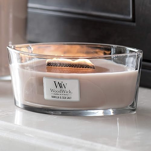 Miniatura 4 de Woodwick Ellipse Vela perfumada, vainilla y sal marina, 16 onzas, hasta 50 horas de tiempo de combustión y vela perfumada de elipse, spa de lavanda,