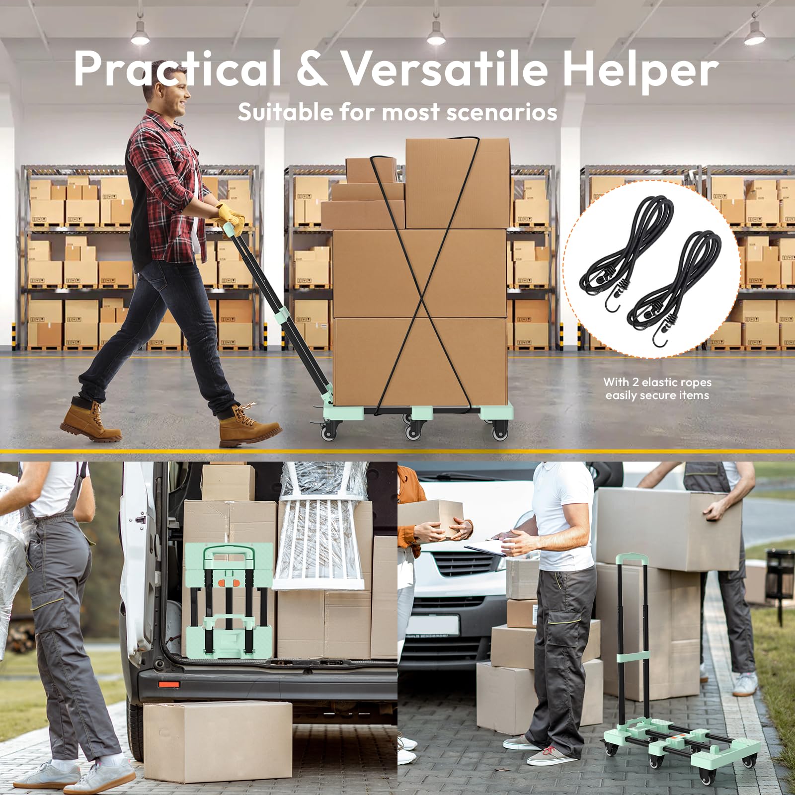Folding Hand Truck - 500lbs Portable Dolly -7