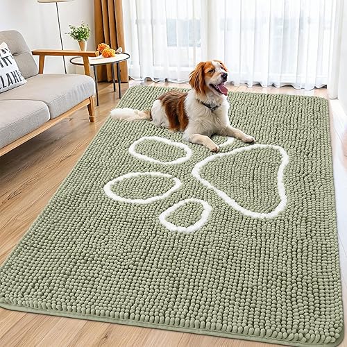 Miniatura 192 de Smiry Tapete para puerta de perro para patas fangosas, absorbente que atrapa la suciedad, antideslizante, de secado rápido, lavable, tapete de