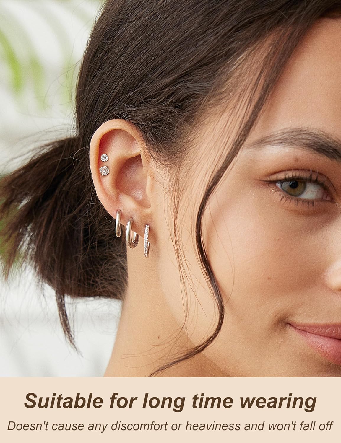 11 Pairs Surgical Steel Earrings Sets for Multiple Piercing Lightweight Small Huggie Hoop Earrings CZ Stud Earrings for Women Cartilage Trendy Hypoallergenic free combination（gold/silver/roes) - Image 3