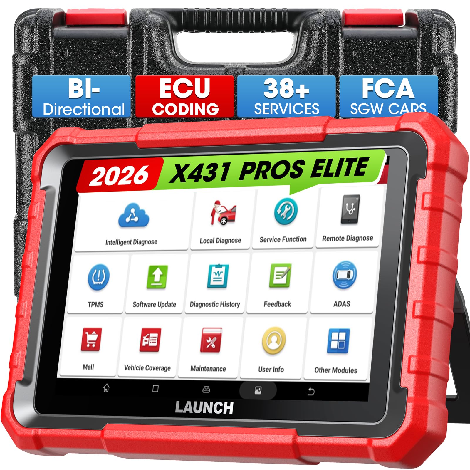 X431 Pros Elite OBD2 Multi-brand Car Diagnosis, ECU Coding, Full System Bidirectional Scan Tool, Support 38+ Services, CANFD&DoIP, Guide Function, 2 Years Free Update