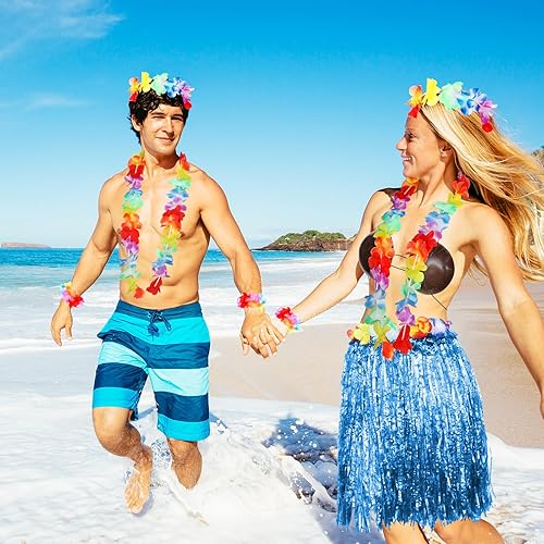 Miniatura 7 de Tigeen 6 Pcs Coconut Bra Hawaiian Grass Hula Skirt Costume Set Dance Leis Outfit for Women Luau Party Supplies, 23.6 Inch