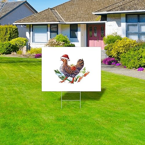 Miniatura 6 de Yard Signs Christmas Santa Farm Chicken Rooster Custom Yard Signs with Stakes Chicken Wearing Christmas Hat Farm Animal Lovers Outdoor Lawn Sign