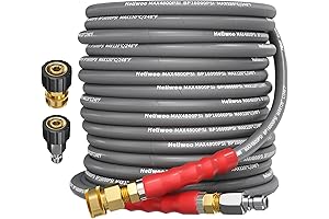 3/8" Pressure Washer Hose 50 FT: Commercial Grade, Hot Cold Water Power...