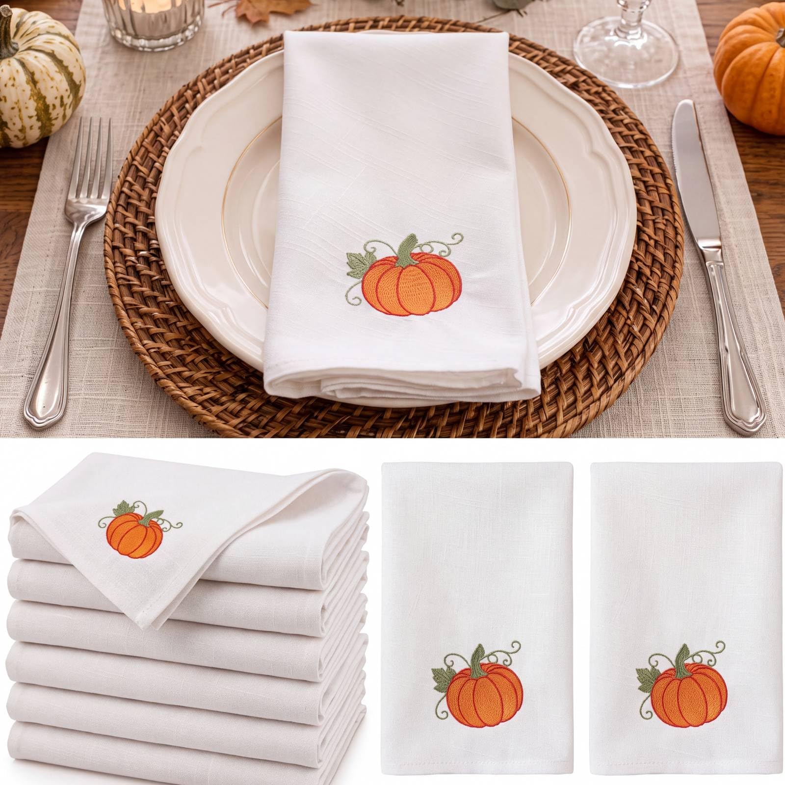 4 Pcs 18 x 18 Inch Fall Cloth Napkins Thanksgiving Lines Napkins