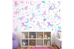 Peel and Stick Unicorn Wall Decals for Kids Playroom