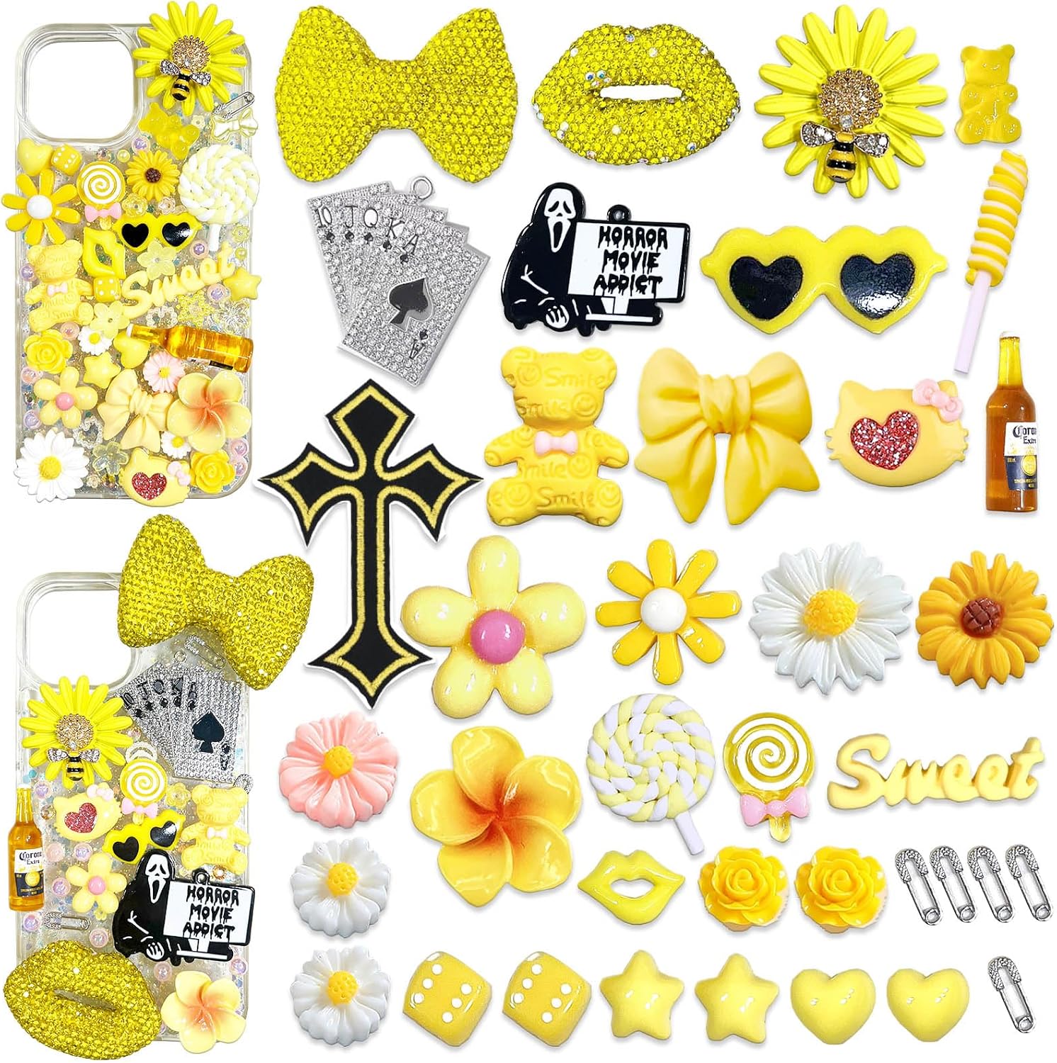 Junk Case Charms DIY Kit with Bows, Stars, Butterfly For DIY Clear Phone Charm Y2K Junk Phone Case Charms Kit, Cute Decorative For Customizing Craft Accessories