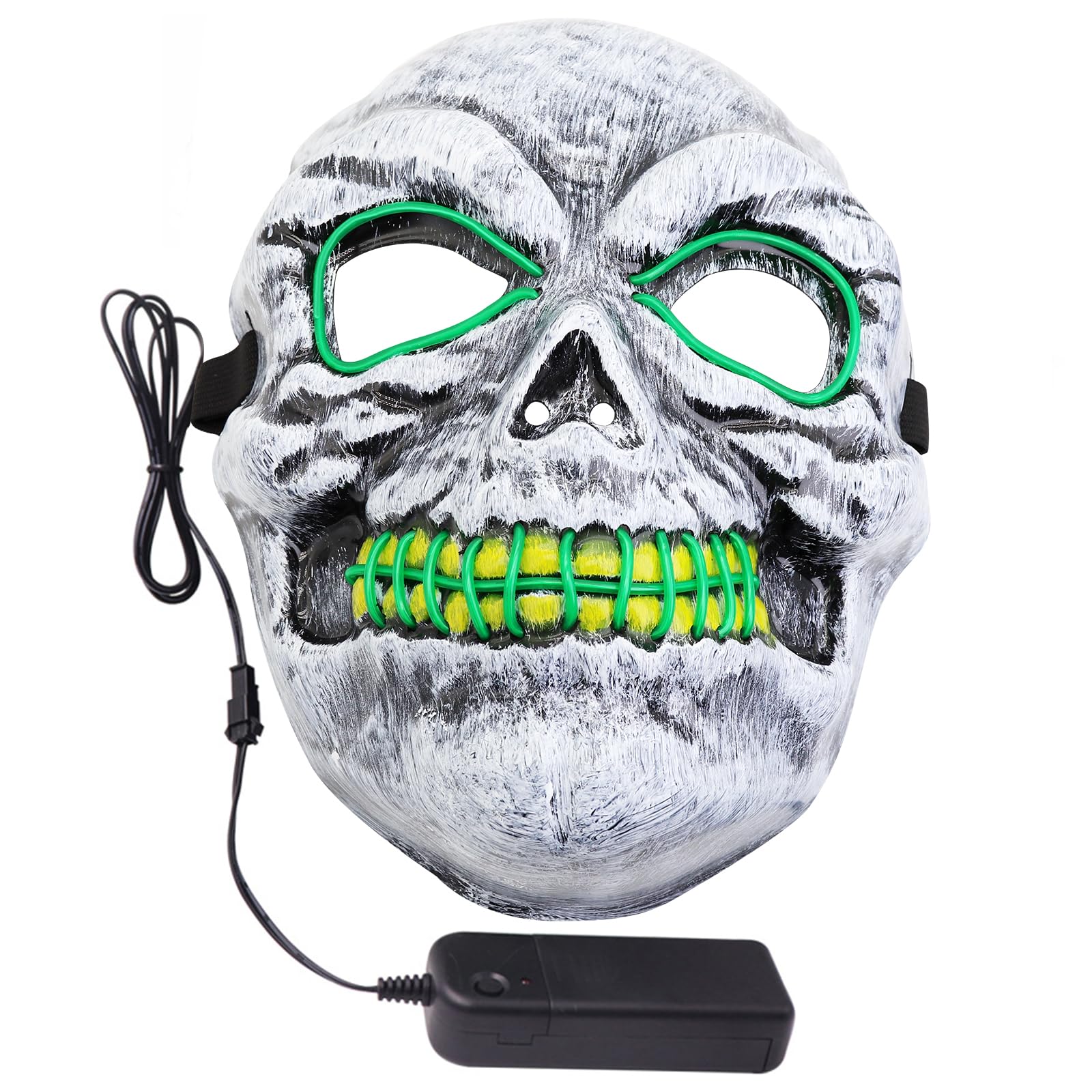 Halloween Mask with LED Lights - Scary Light-Up Mask for Costume Parties Cosplay, Masquerade & Carnival Festivals (white C)