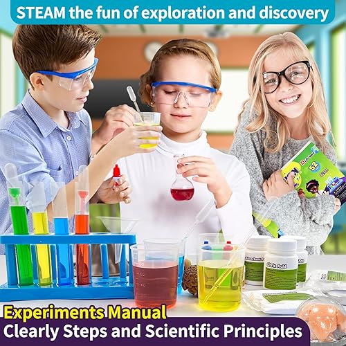 Vista 4 de Kit de ciencia con 52 experimentos de laboratorio científico y actividades STEM para niños, kits de ciencia para niños de 3 a 5 años, 6-8, 8 a 12