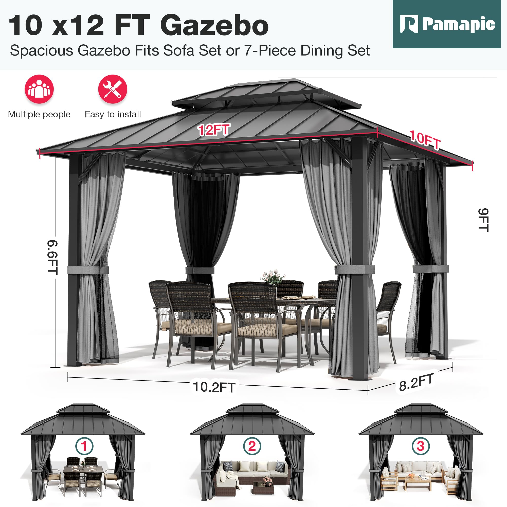 Photo 1 of ****Parts only****
PAMAPIC 10x12FT Hardtop Gazebo,Gray